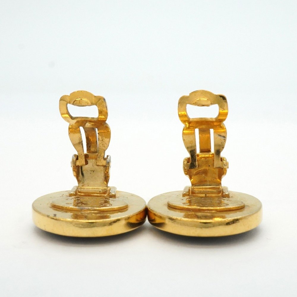 Chanel Coco Mark Circle Earrings, GP Plated Gold and Black, Women's - Picture 7 of 7